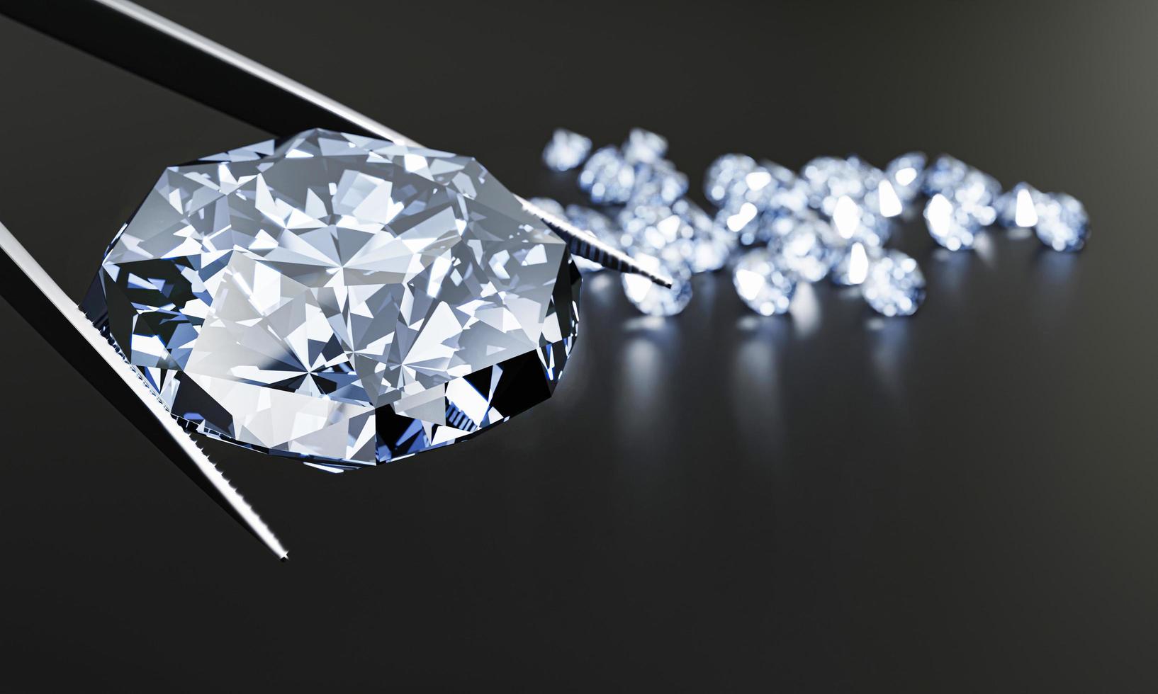 the-diamond-is-clamped-with-pliers-lots-of-diamonds-placed-on-the-table-as-background-3d-rendering-free-photo